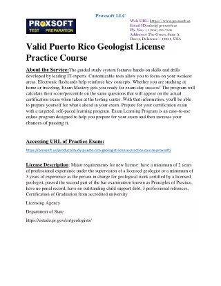 valid Puerto Rico Geologist License Practice Course