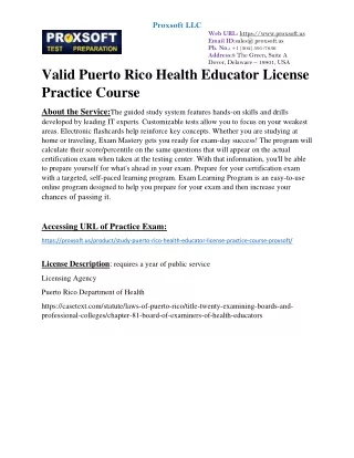 valid Puerto Rico Health Educator License Practice Course