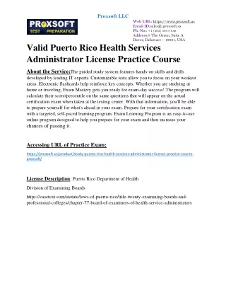 valid Puerto Rico Health Services Administrator License Practice Course