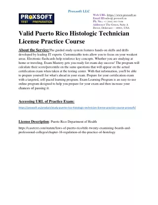 valid Puerto Rico Histologic Technician License Practice Course