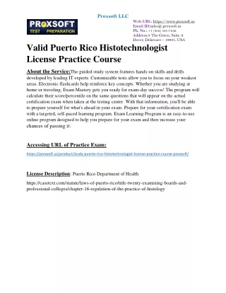 valid Puerto Rico Histotechnologist License Practice Course