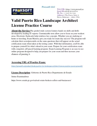 valid Puerto Rico Landscape Architect License Practice Course