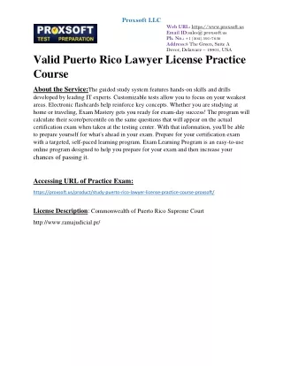 valid Puerto Rico Lawyer License Practice Course