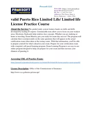 valid Puerto Rico Limited Life/ Limited life License Practice Course