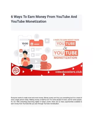 6 Ways To Earn Money From YouTube And