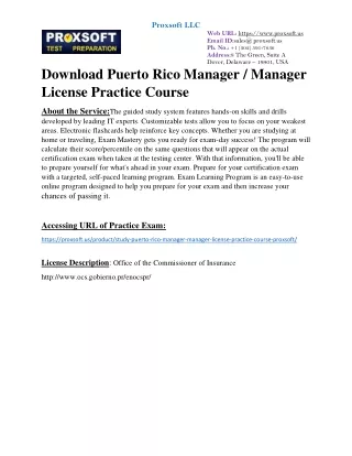 Download Puerto Rico Manager / Manager License Practice Course