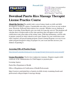 Download Puerto Rico Massage Therapist License Practice Course