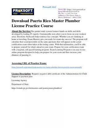 Download Puerto Rico Master Plumber License Practice Course