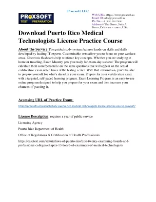 Download Puerto Rico Medical Technologists License Practice Course