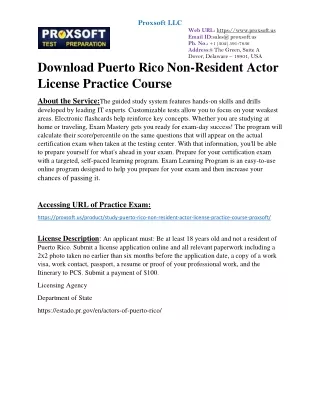 Download Puerto Rico Non-Resident Actor License Practice Course