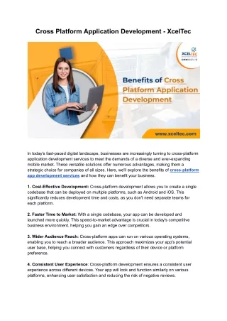 Cross Platform Application Development - XcelTec