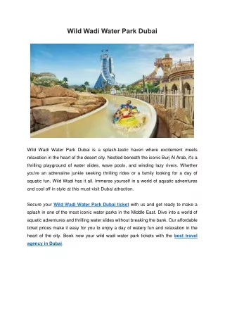 Wild Wadi Water Park Dubai