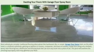 Dazzling Your Floors With Garage Floor Epoxy Resin