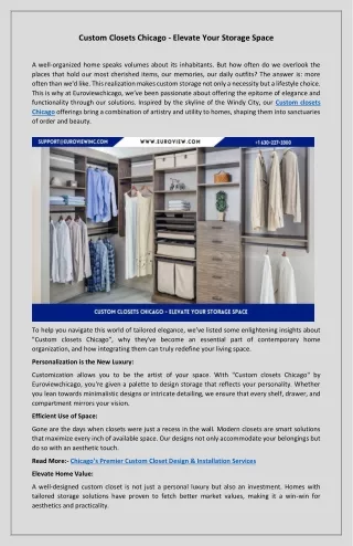 Custom Closets Chicago - Tailored Storage Solutions for Modern Living