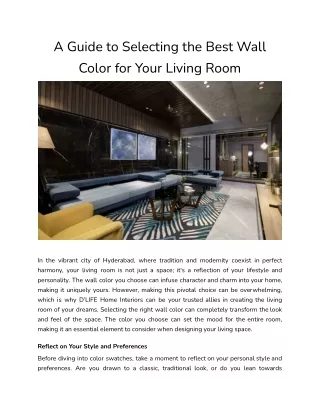 A Guide to Selecting the Best Wall Color for Your Living Room