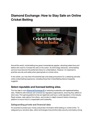 Diamond Exchange_ How to Stay Safe on Online Cricket Betting