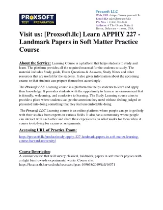 Learn APPHY 227 - Landmark Papers in Soft Matter Practice Course