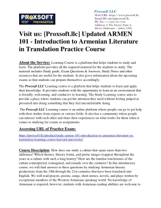 Updated ARMEN 101 - Introduction to Armenian Literature in Translation Practice