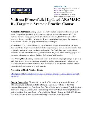 Updated ARAMAIC B - Targumic Aramaic Practice Course