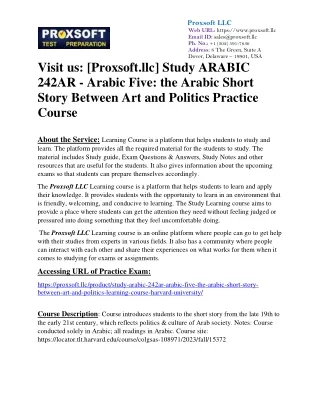 Study ARABIC 242AR - Arabic Five: the Arabic Short Story Between Art and Politic