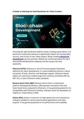 Blockchain Development Services - Bitdeal