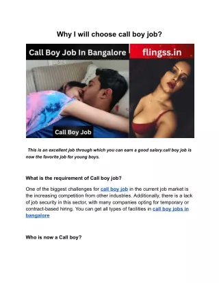 Why I will choose call boy job?