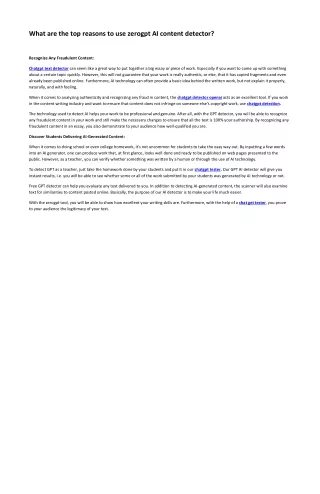 What are the top reasons to use zerogpt AI content detector