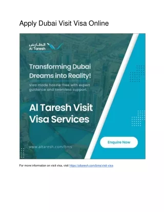 Apply Dubai Visit Visa Online