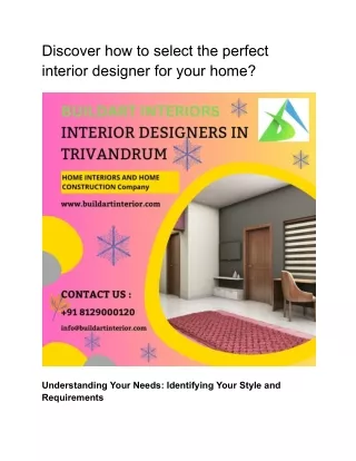 Discover how to select the perfect interior designer for your home?