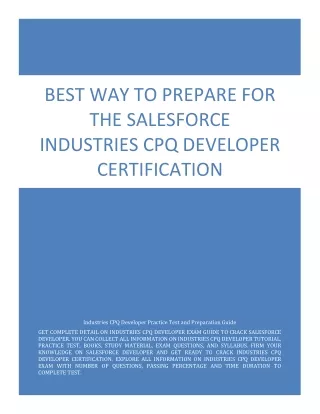 Best Way to Prepare for the Salesforce Industries CPQ Developer Certification