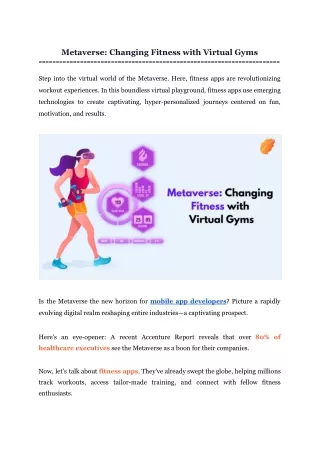 Metaverse_ Changing Fitness with Virtual Gyms