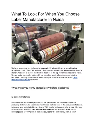 What To Look For When You Choose Label Manufacturer In Noida