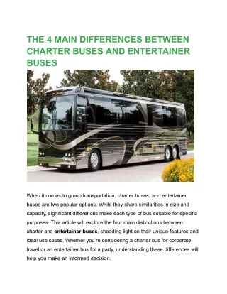 THE 4 MAIN DIFFERENCES BETWEEN CHARTER BUSES AND ENTERTAINER BUSES