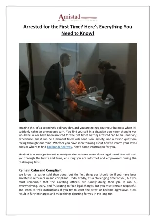 Amistad Bail and Immigration Bonds - Arrested for the First Time Here’s Everything You Need to Know!