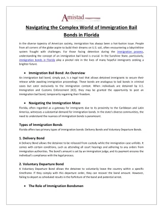 Amistad Bail and Immigration Bonds - Navigating the Complex World of Immigration Bail Bonds in Florida