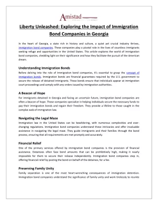 Amistad Bail and Immigration Bonds - Liberty Unleashed Exploring the Impact of Immigration Bond Companies in Georgia