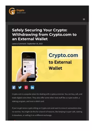 How to Withdraw from Crypto com to External Wallet