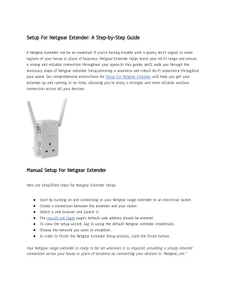 Setup For Netgear Extender (2)