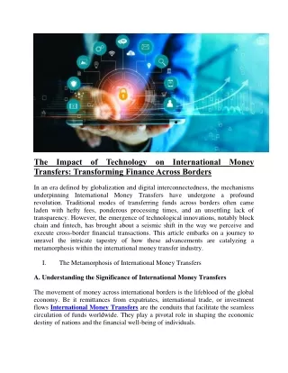 The Impact of Technology on International Money Transfers