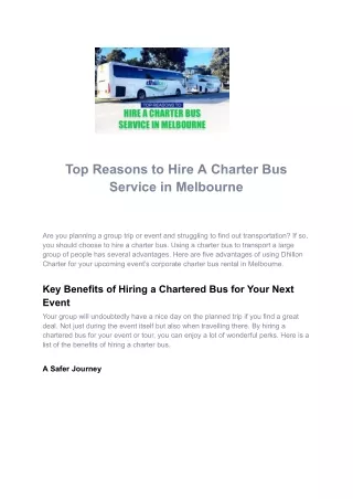 Why Opt for a Charter Bus Service in Melbourne