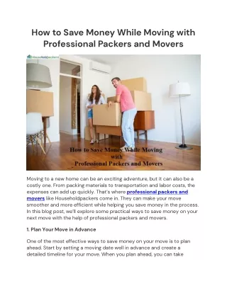 How to Save Money While Moving with Professional Packers and Movers