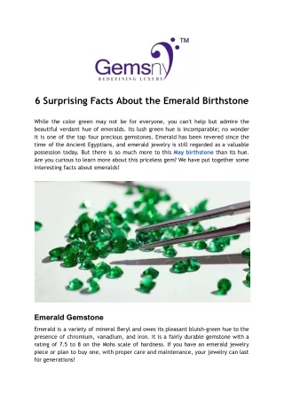 Fun Facts About Emerald: May's Birthstone