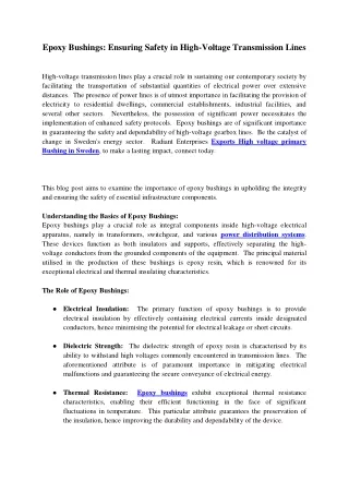 Epoxy Bushings_ Ensuring Safety in High-Voltage Transmission Lines
