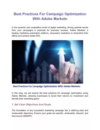 Best Practices For Campaign Optimization With Adobe Marketo