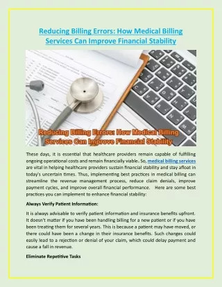 Reducing Billing Errors How Medical Billing Services Can Improve Financial Stability