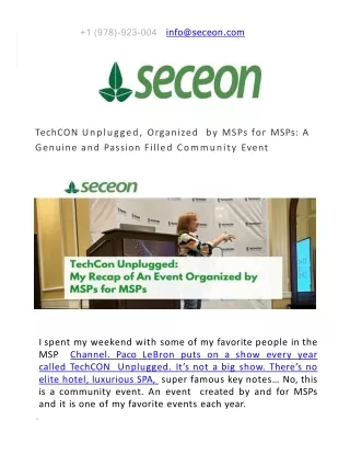 TechCON Unplugged, Organized by MSPs for MSPs_ A Genuine and Passion Filled Community Event - Seceon