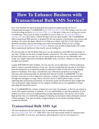 How To Enhance Business with Transactional Bulk SMS Service