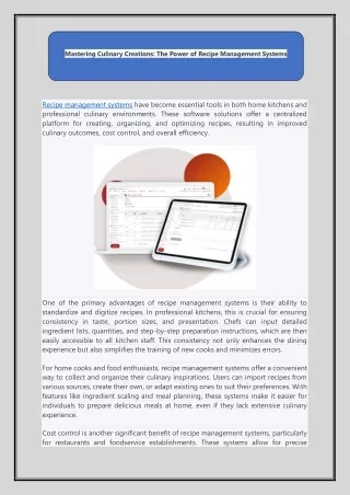 Mastering Culinary Creations The Power of Recipe Management Systems