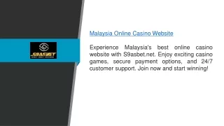 Malaysia Online Casino Website S9asbet.net2