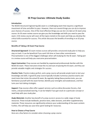 SE Prep Courses Ultimate Study Guides